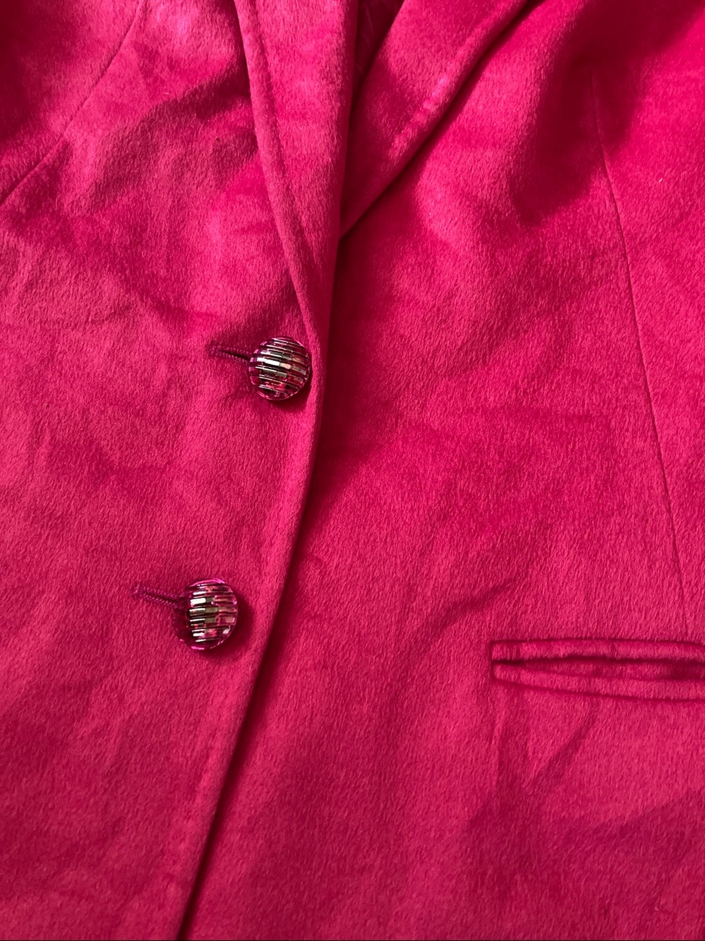 Vintage Escada fuchsia rabbit & wool blazer jacket, ~Medium. - Picture 2 of 16